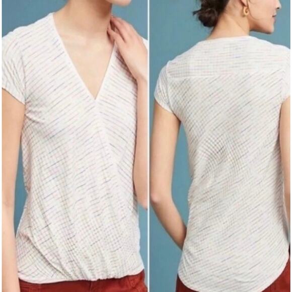 Anthropologie Maeve Rainbow Stripe Knit Wrap Top XS - Picture 1 of 11